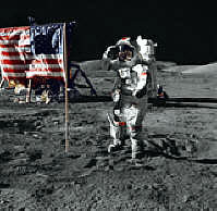 Astronaut Cernan saluting the flag