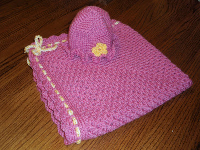 Crocheted hat and blanket