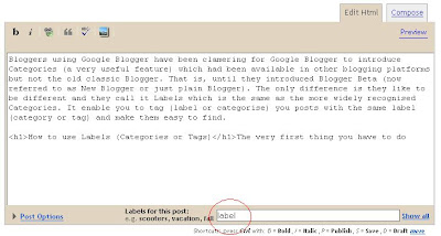 New Blogger labels or categories or tags