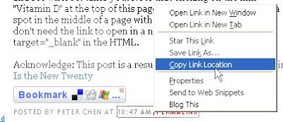right-click on Blogger timestamp to get post URL