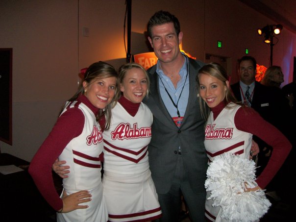 ESPN'S JESSE PALMER WITH BAMA CHEERLEADERS AT ESPN ZONE....