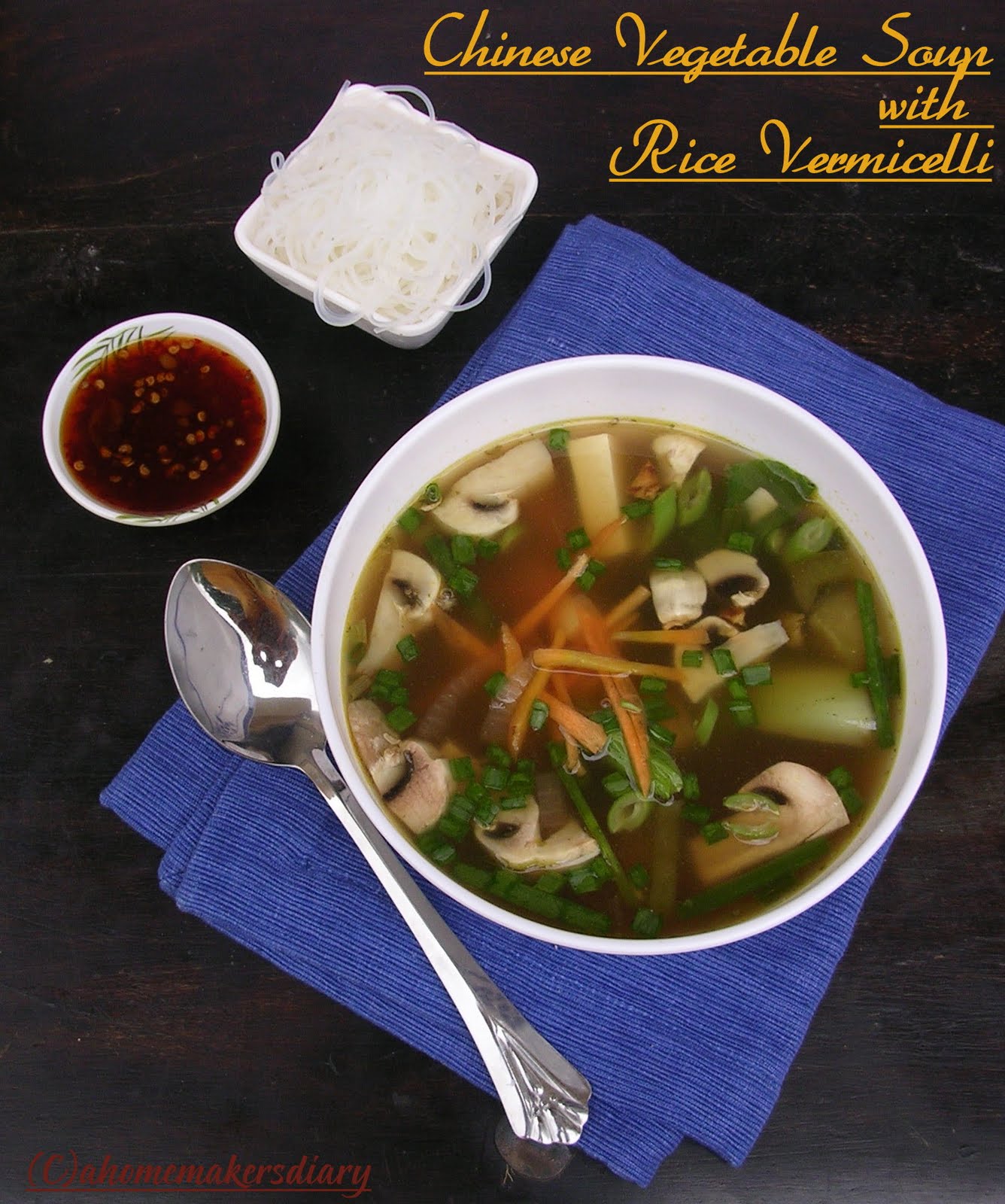 Vegetable Clear soup with rice vermicelli A Homemaker's Diary