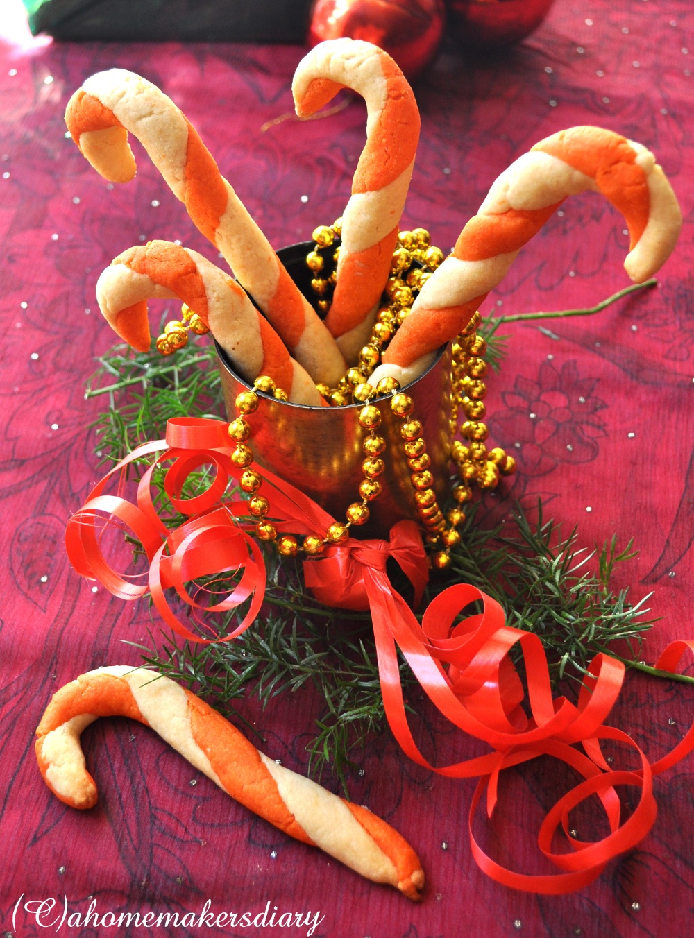 Candy Cane Cookies (Eggless) A Homemaker's Diary