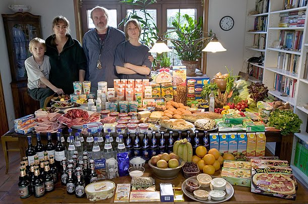 A mesa de famílias ao redor do mundo