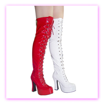 red and white boots