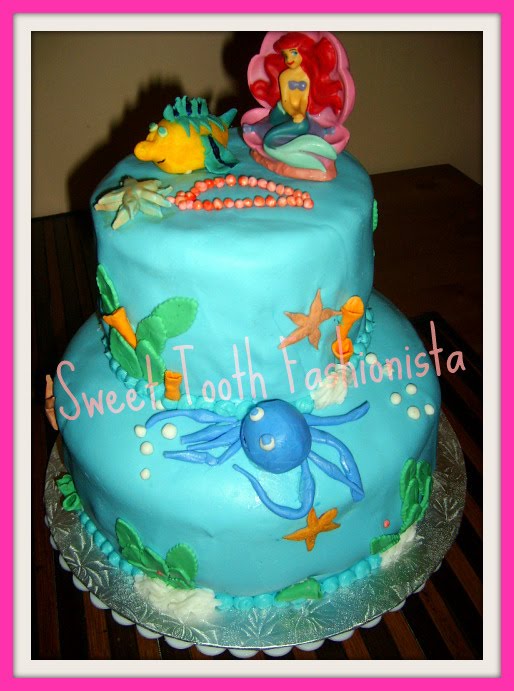 My Niece's birthday cake. She Loves anything with The Little Mermaid. The 3 