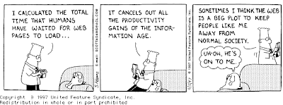 Dilbert cartoon about waiting for web pages to load