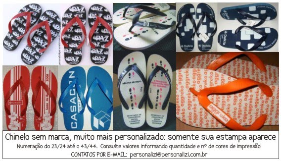 Chinelos personalizados, nesses só sua marca e estampa aparecem!!