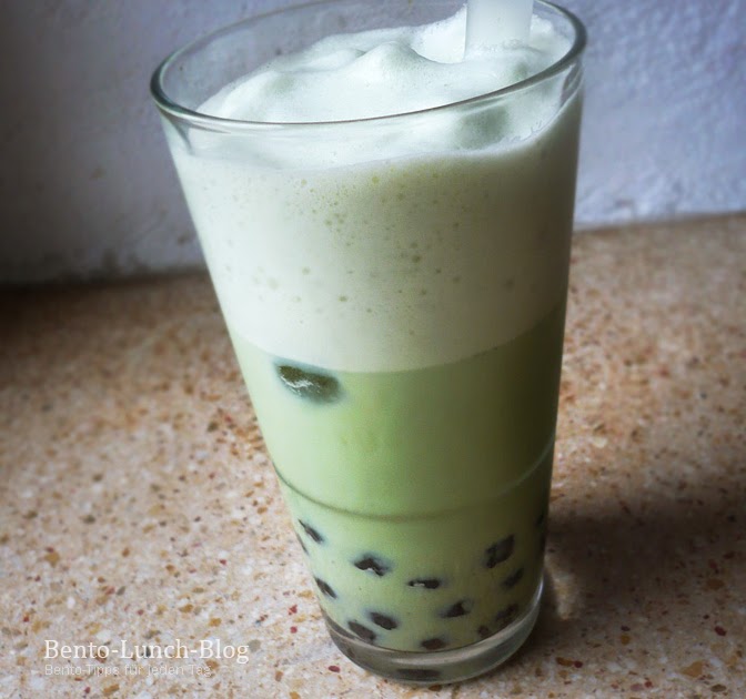 Bento Lunch Blog Rezept Matcha Bubble Tea / GrünteeLatte mit Bubbles