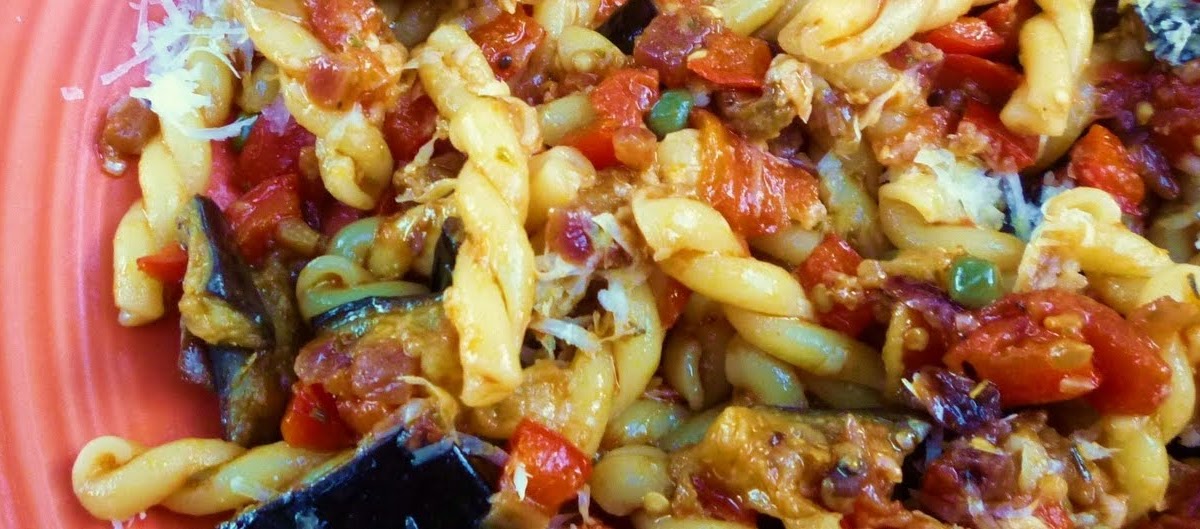 For Love of the Table Pasta with Eggplant, Peppers, Olives & Capers
