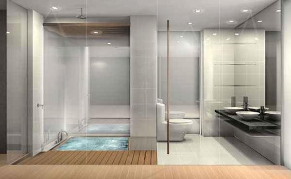 Glass window bathroom