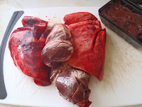 A lamb's pluck: liver, heart, and lungs
