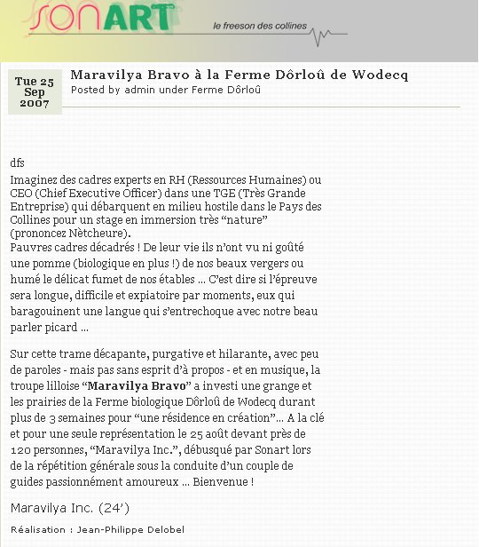 Article paru sur le web