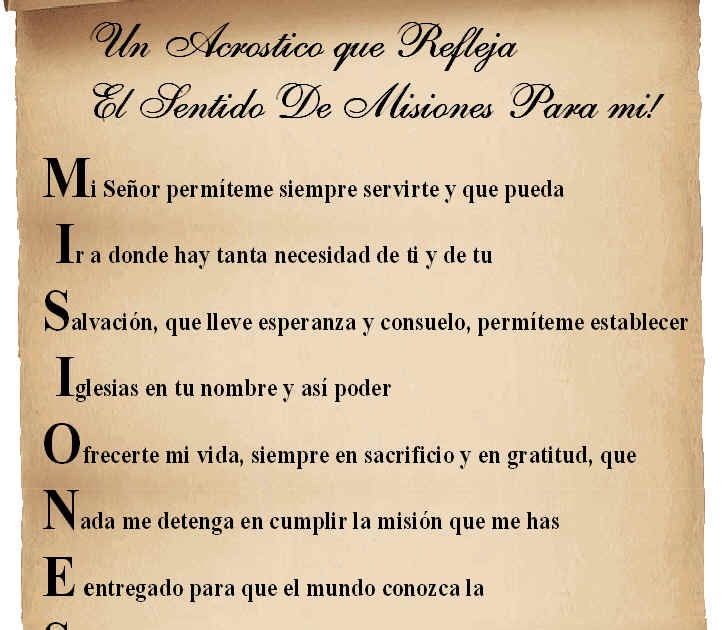 Verdad Y Luz Hoy ACROSTICO SOBRE MISIONES