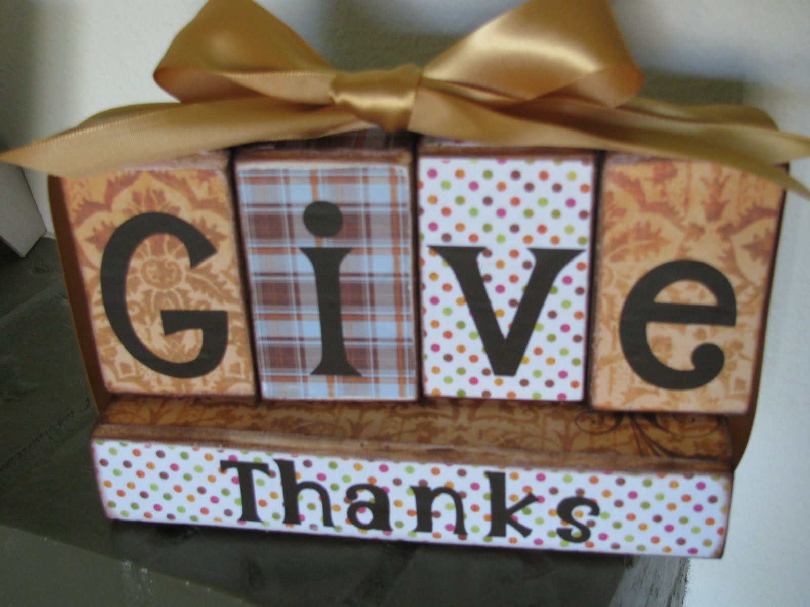 My Crafty Playground Fall Blessings/Give Thanks Wood block decor