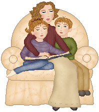 Mom reading with children