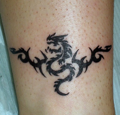Tribal Dragon Tattoos on Ankle at 756 AM