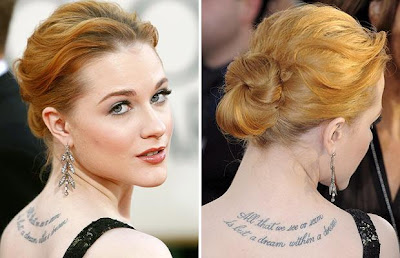Female tattoo, Celebrity Tattoo, Back Body Tattoo, Upper Back Tattoo