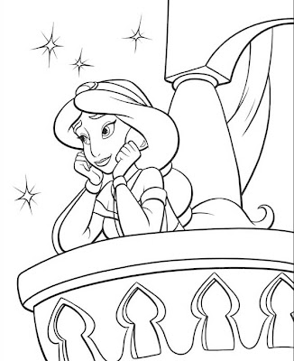 Disney Princess Coloring Pages Jasmin Aladdin Cartoon Character