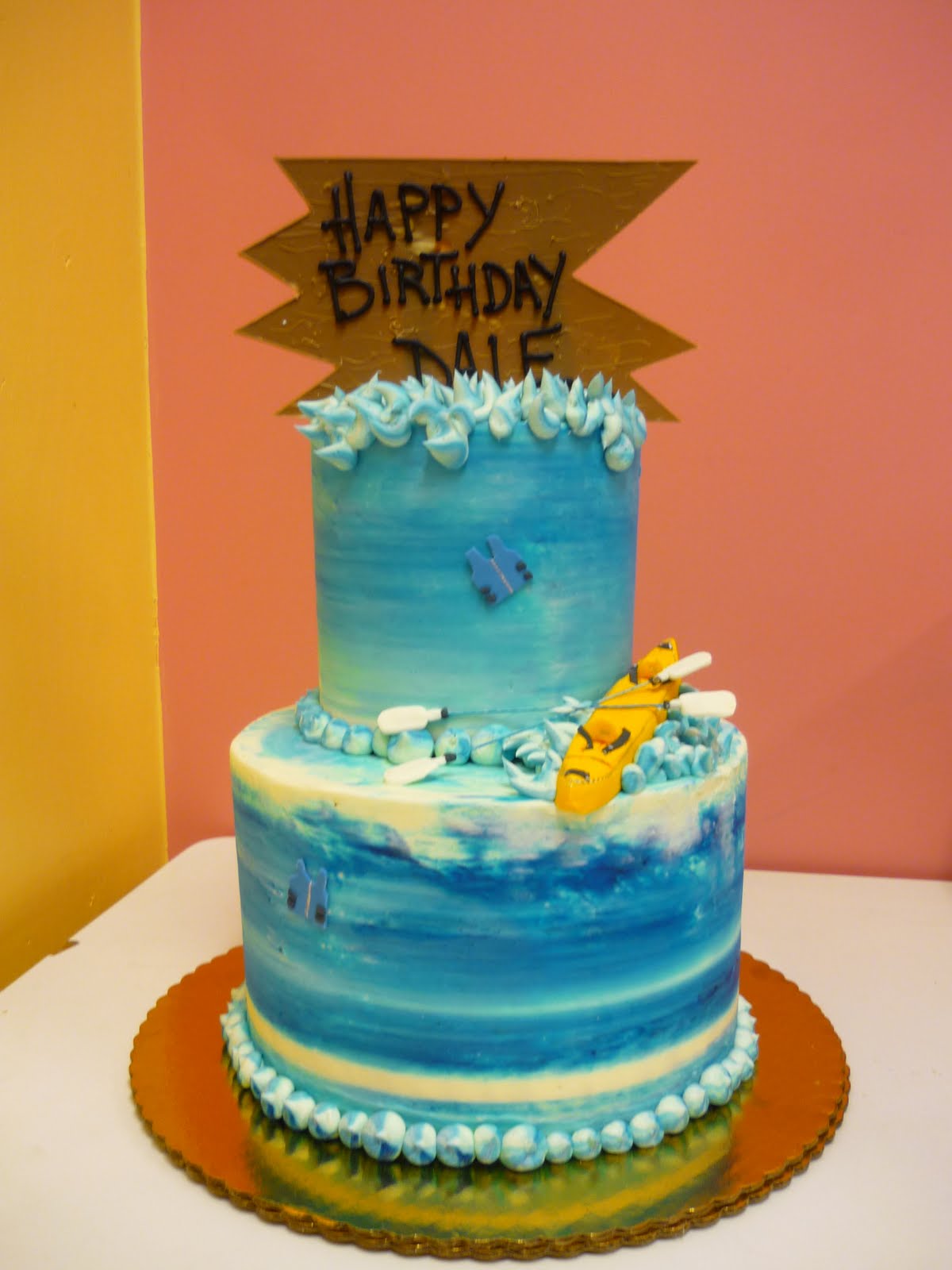 Artisan Bake Shop: Tiered Butercream Cake: Kayak and Wave Cake with
