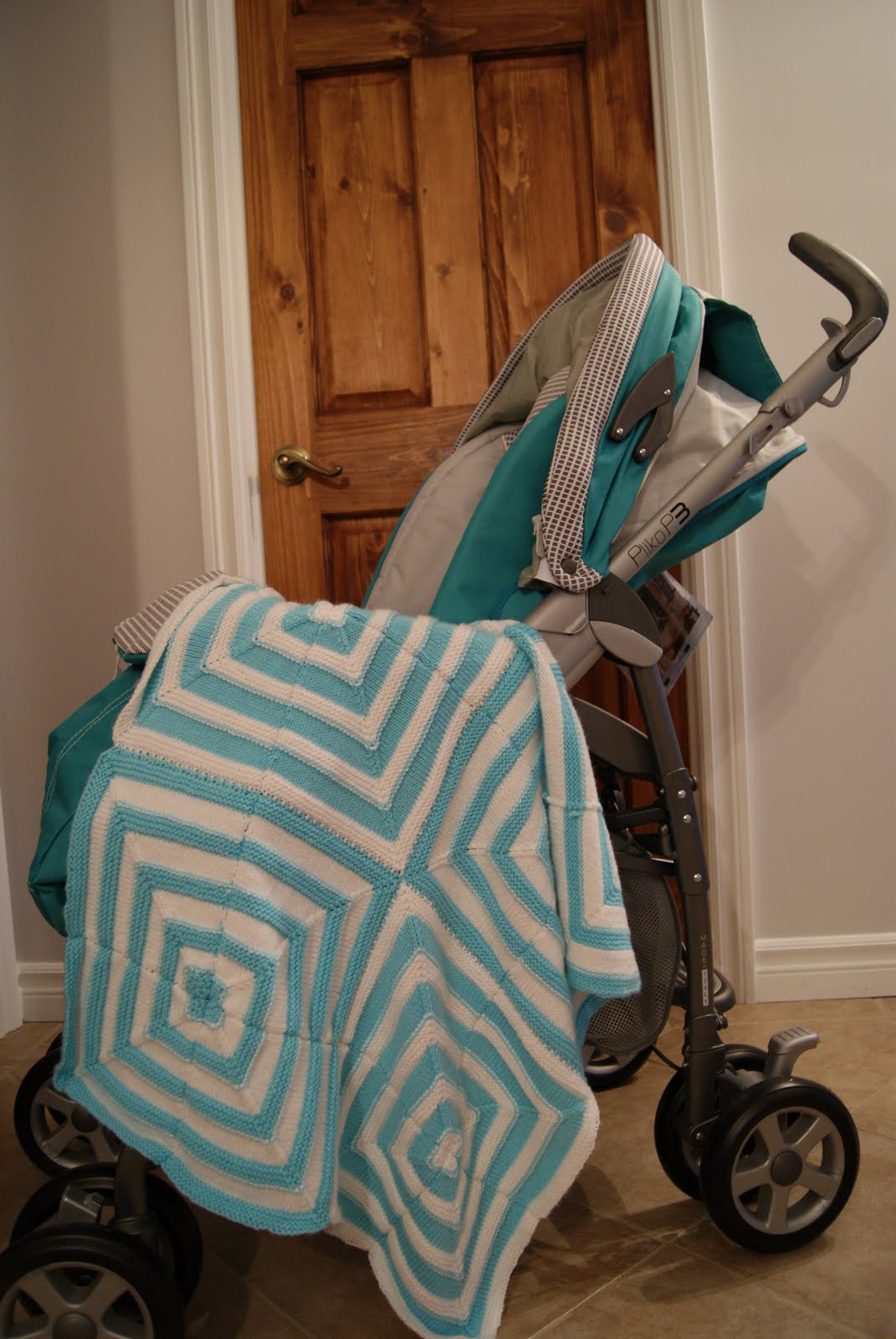 See Sophie Knit FO Baby stroller blanket