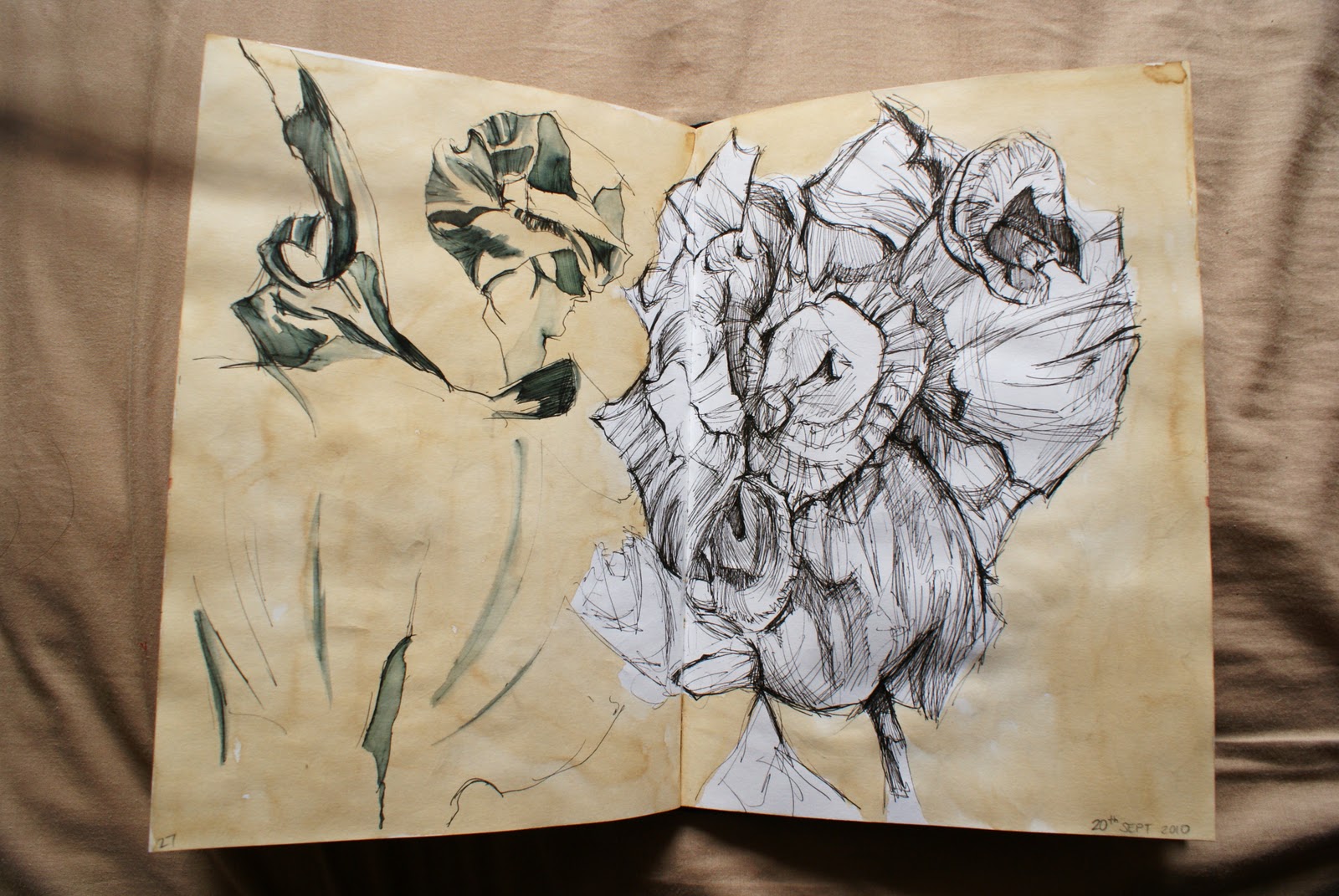 BTEC Foundation Art and Design Sketchbook pages and Paper model