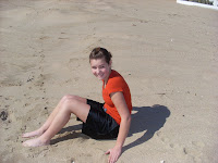 Kristen enjoying the sand and the warmth.