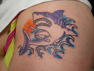 shark tattoo on thigh. Posted by best the best tattoo at 1:30 AM