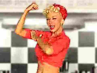 Christina Aguilera - still from Candyman video, Rosie the Riveter is STRONG Christina Aguilera - still from Candyman video, Rosie the Riveter is STRONG