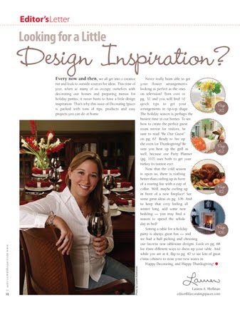 Decorating Spaces - November 2005 - Editor's Letter