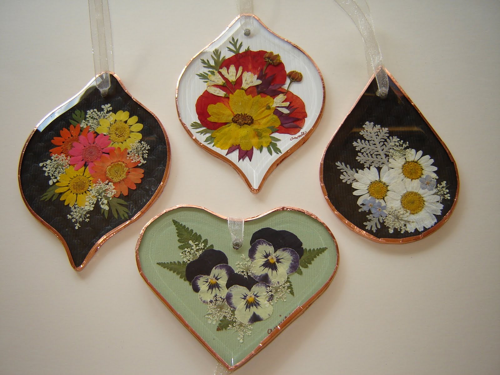 Pressed Garden Pressed Flowers under Beveled Glass