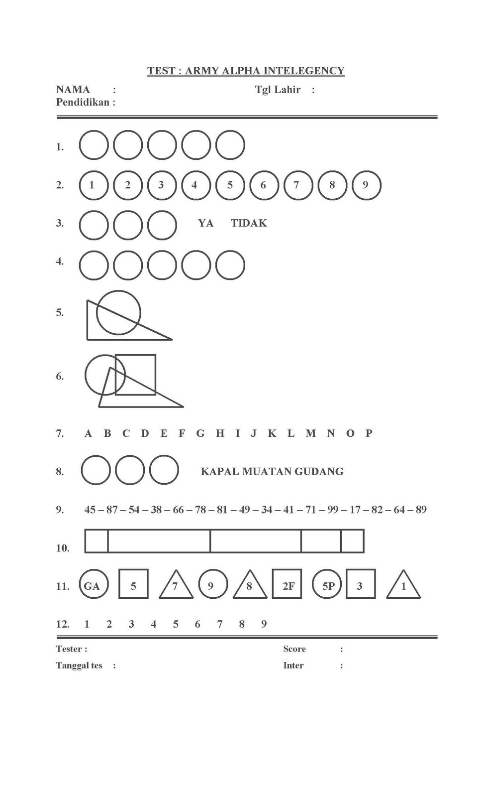 Army Alpha Test