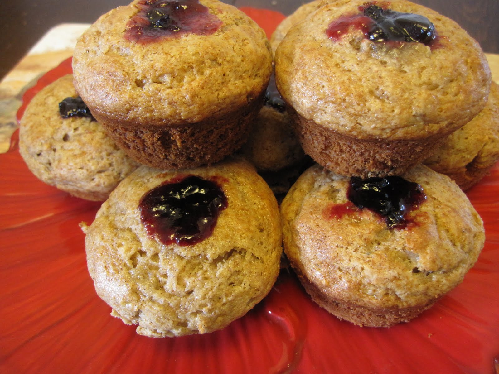 Recipes from 4EveryKitchen Peanut Butter & Jam Muffins