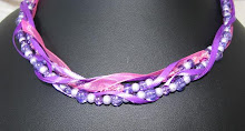 pink and purple beads, pink and purple ribbons
