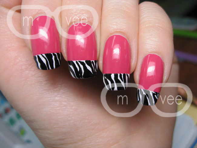 Nail art zebra tips. Just a quick post, so before I removed my polish I