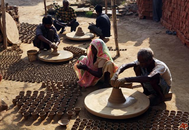 Busy Time For Indian Potters and Artists: Making Traditional Diyas