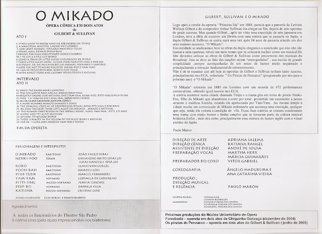 Cantor na Ópera MIKADO - Tenor coro (parte interna)