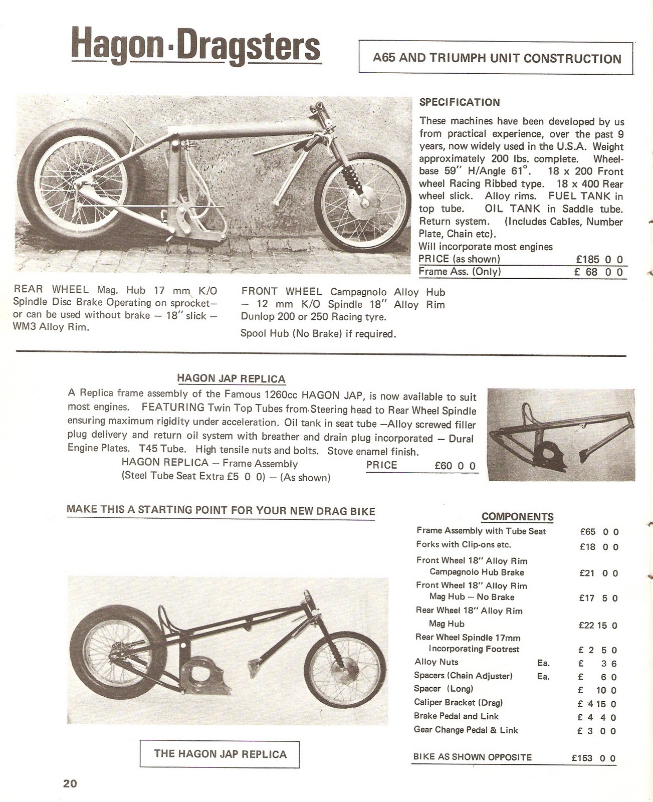 SHOW & GO CYCLE SHOP Alf Hagon Dragbike Parts