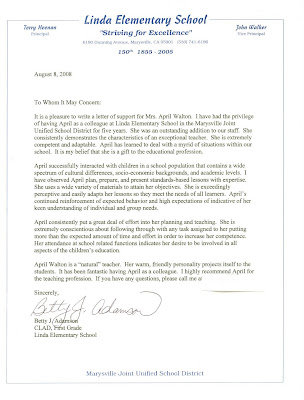 letters of recommendation for teachers. letters of recommendation for