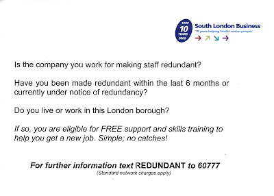 Redundancy leaflet from South London Business