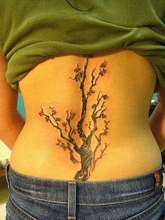 Cherry Blossom Lower Back Tattoo Designs For Girls