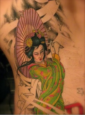 Geisha Tattoo Design on Side Body