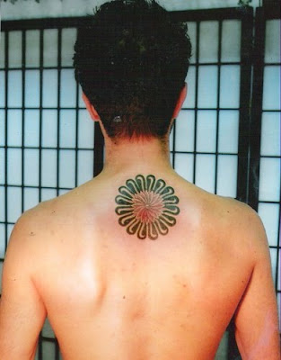 SunFlower Tribal Tattoo Design on Male Back