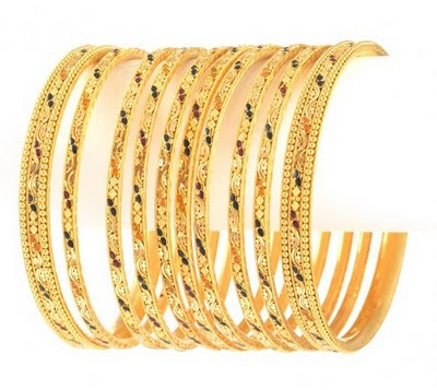 Gold Stone Bangles Latest Collection 2010