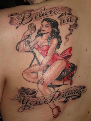 Pin-up Girl Tattoo on Back