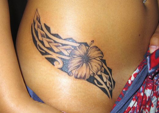 Hawaiian Flower Tropical tattoo Style Design 