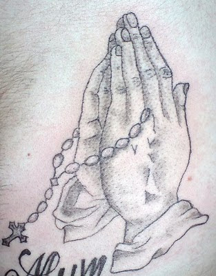 Praying Hands Tattoo Design. Random Tattoo Quotes: Beauty is skin deep.