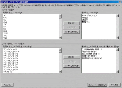 テンプレートの編集ウィンドウ