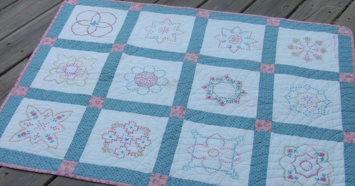 O'Quilts Cross stitch baby quilt