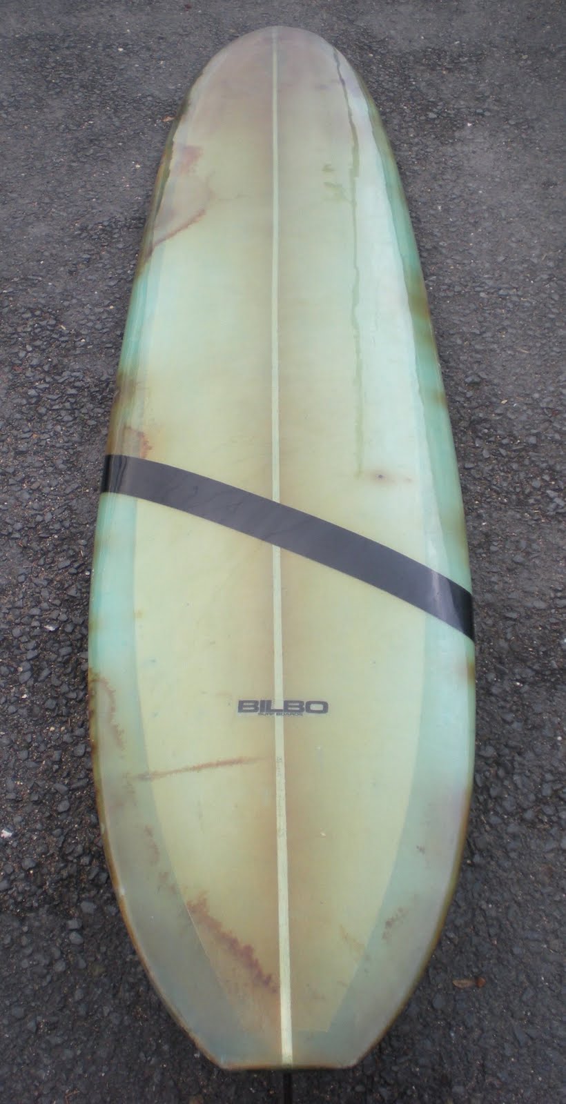 vintage surfboard collector UK Bilbo longboard made by Rod Sumpter
